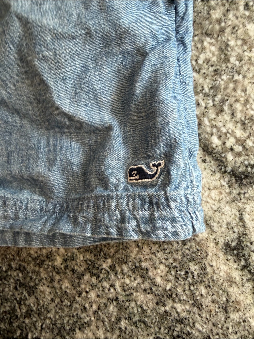 Vineyard Vines Light Blue Chambray Elastic Waist Kids Shorts - Picture 3 of 4